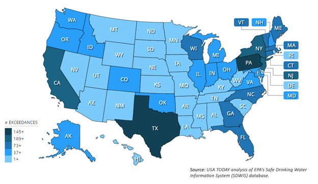 Us Map Of Lead In Water lead in drinking water map   AquaNui Home Water Distillers