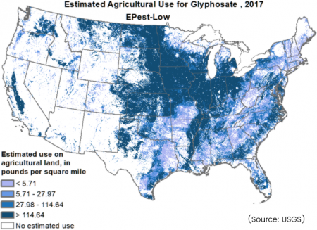 glyphosate use in the USA map